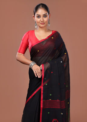 Black Matka Silk Saree With Blouse Piece