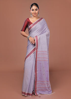 Purple Matka Silk Saree With Blouse Piece