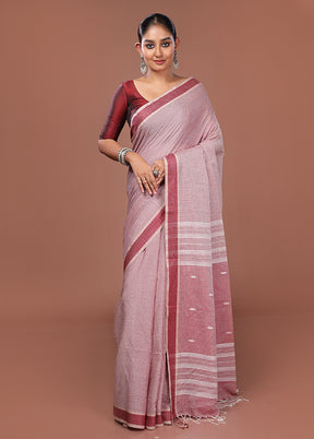 Pink Matka Silk Saree With Blouse Piece