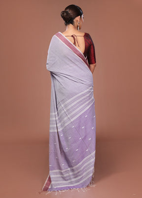 Purple Matka Silk Saree With Blouse Piece
