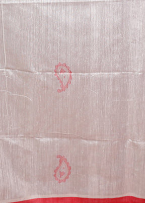 White Matka Pure Silk Saree With Blouse Piece