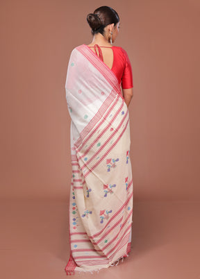 White Matka Silk Saree With Blouse Piece