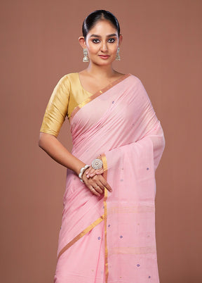 Pink Matka Silk Saree With Blouse Piece
