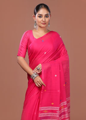 Pink Matka Silk Saree With Blouse Piece