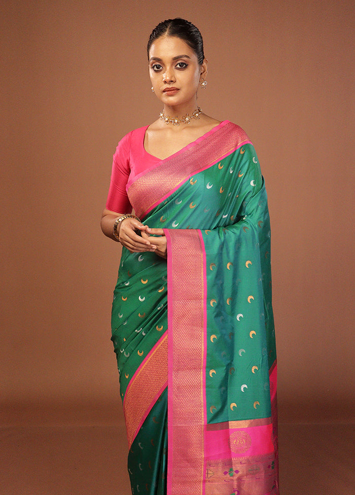 Green Dupion Silk Saree With Blouse Piece