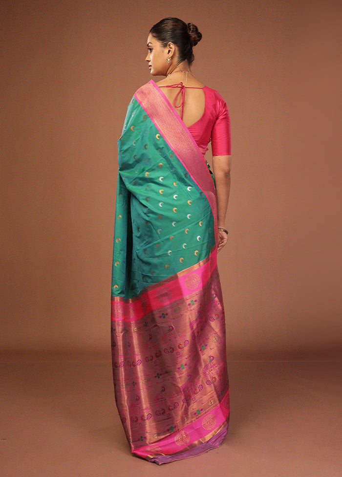 Green Dupion Silk Saree With Blouse Piece