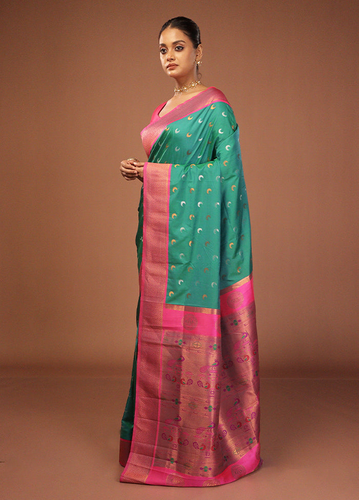 Green Dupion Silk Saree With Blouse Piece