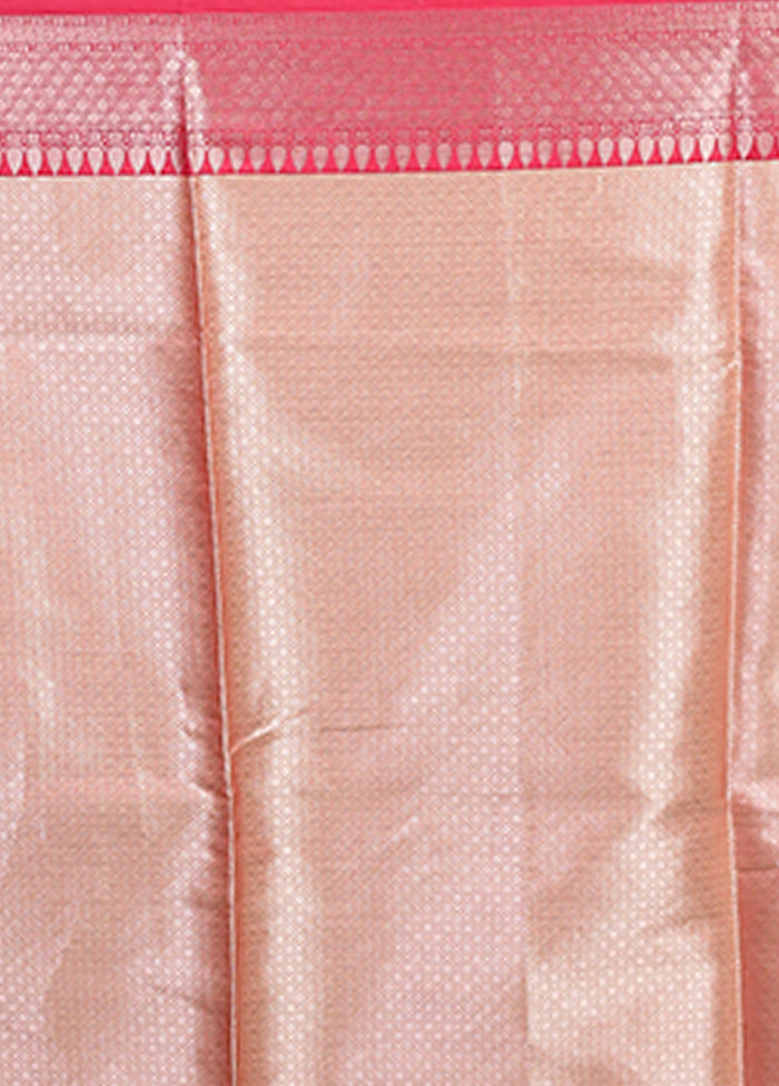 Peach Dupion Silk Saree With Blouse Piece