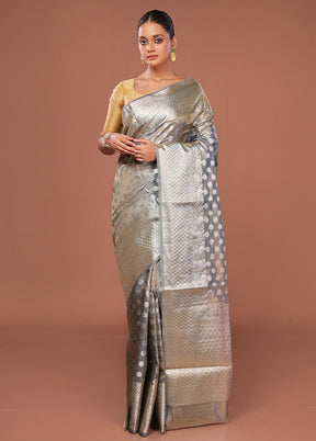 Blue Tissue Silk Saree With Blouse Piece