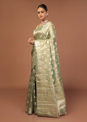 Green Tissue Silk Saree With Blouse Piece