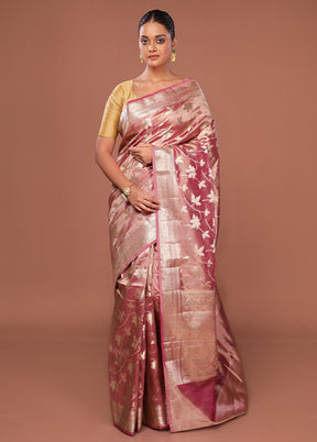 Pink Tissue Silk Saree With Blouse Piece