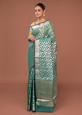 Green Kora Silk Saree With Blouse Piece