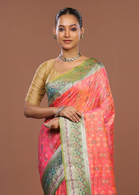 Pink Dupion Silk Saree With Blouse Piece