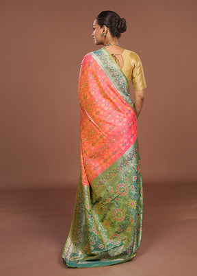 Pink Dupion Silk Saree With Blouse Piece