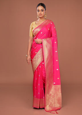 Pink Dupion Silk Saree With Blouse Piece