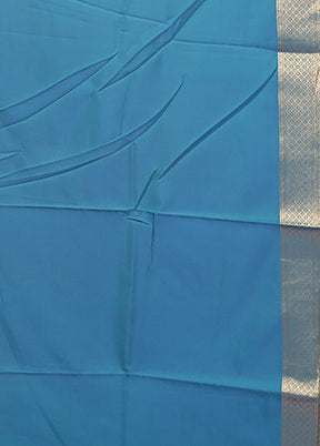 Blue Dupion Silk Saree With Blouse Piece