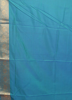 Green Dupion Silk Saree With Blouse Piece