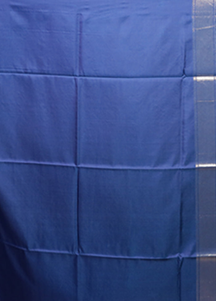 Blue Dupion Silk Saree With Blouse Piece