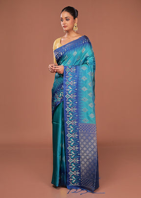 Green Dupion Silk Saree With Blouse Piece