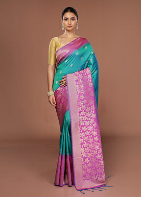 Purple Dupion Silk Saree With Blouse Piece