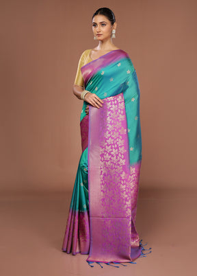 Purple Dupion Silk Saree With Blouse Piece
