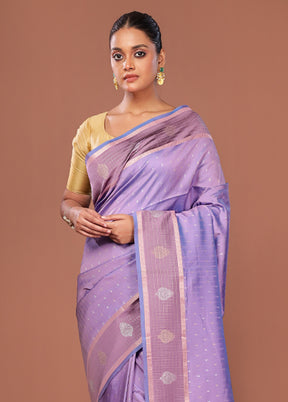 Purple Dupion Silk Saree With Blouse Piece