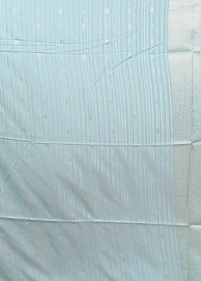 Blue Dupion Silk Saree With Blouse Piece