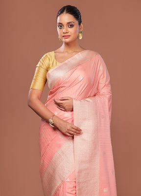 Pink Dupion Silk Saree With Blouse Piece