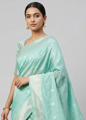 Green Dupion Silk Saree With Blouse Piece
