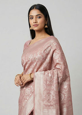 Pink Cotton Saree With Blouse Piece