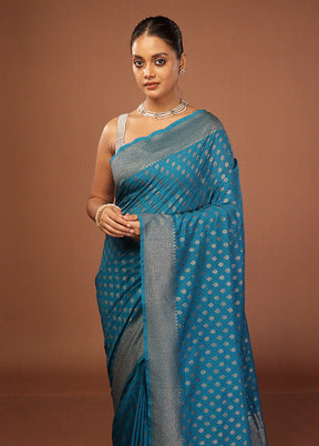 Blue Georgette Saree With Blouse Piece