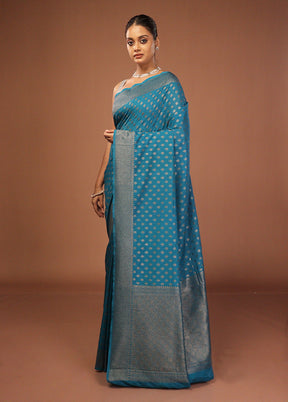 Blue Georgette Saree With Blouse Piece