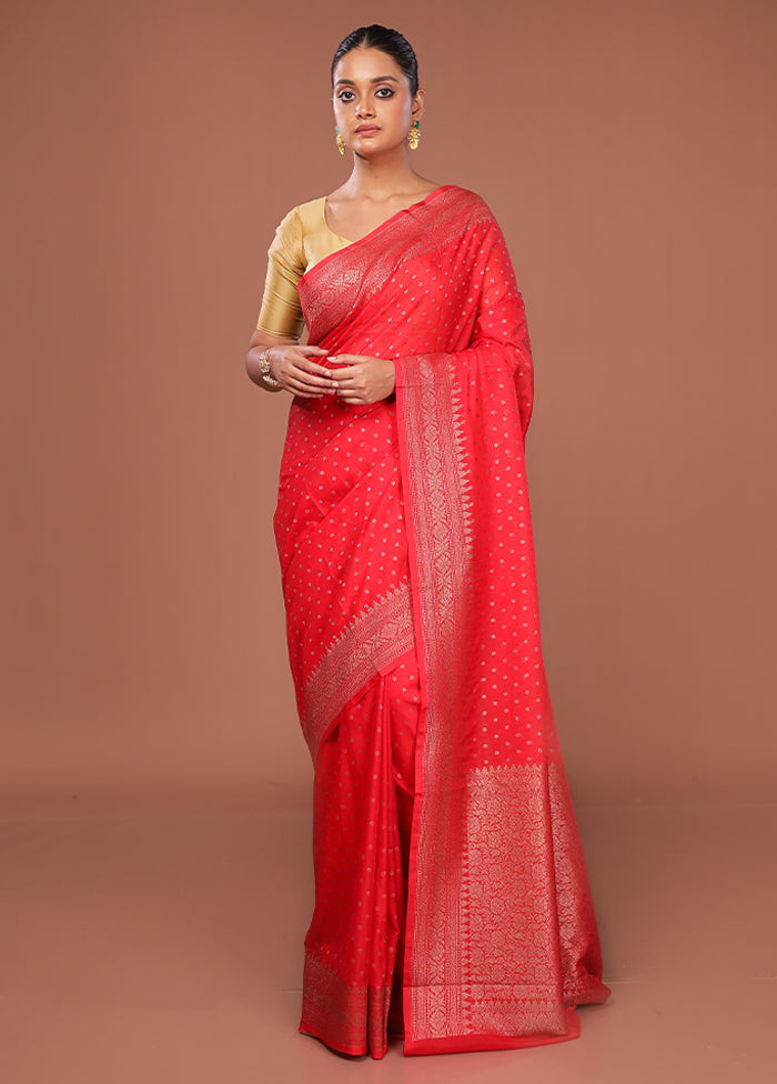 Pink Georgette Saree With Blouse Piece