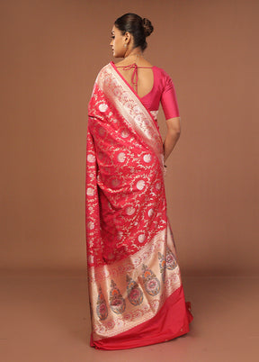 Pink Katan Silk Saree With Blouse Piece
