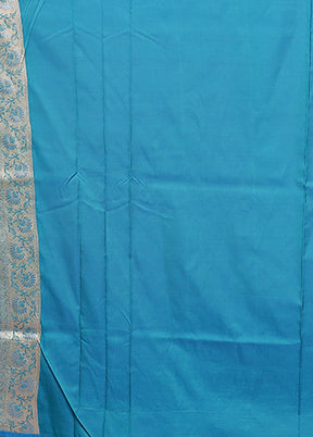 Blue Katan Silk Saree With Blouse Piece