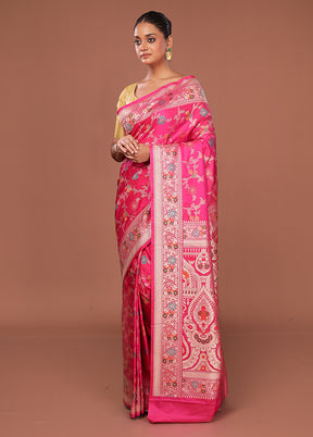 Pink Katan Silk Saree With Blouse Piece