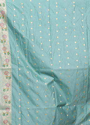 Blue Katan Silk Saree With Blouse Piece