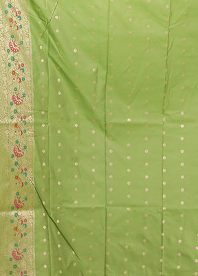 Green Katan Silk Saree With Blouse Piece