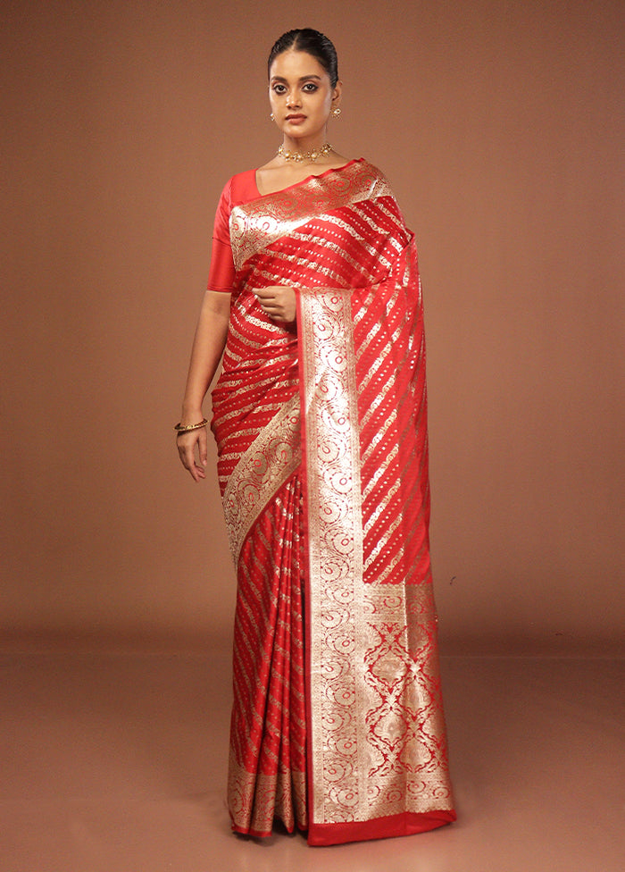Red Uppada Silk Saree With Blouse Piece