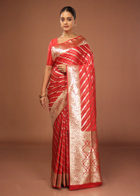Red Uppada Silk Saree With Blouse Piece