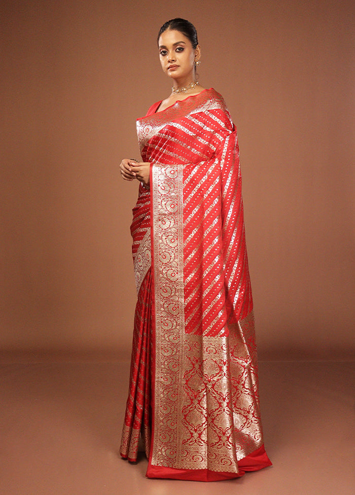 Red Uppada Silk Saree With Blouse Piece