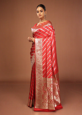 Red Uppada Silk Saree With Blouse Piece