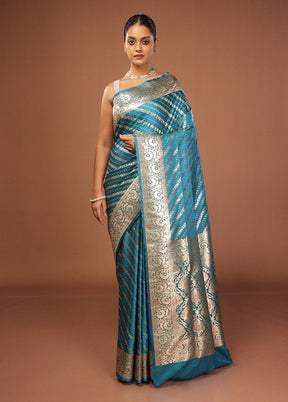Blue Uppada Silk Saree With Blouse Piece