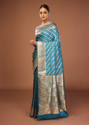 Blue Uppada Silk Saree With Blouse Piece