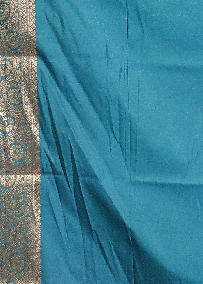 Blue Uppada Silk Saree With Blouse Piece