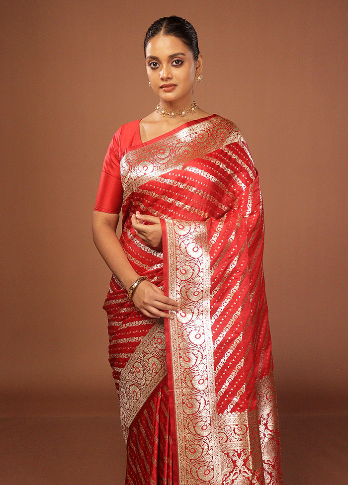 Red Uppada Silk Saree With Blouse Piece