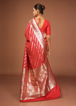 Red Uppada Silk Saree With Blouse Piece