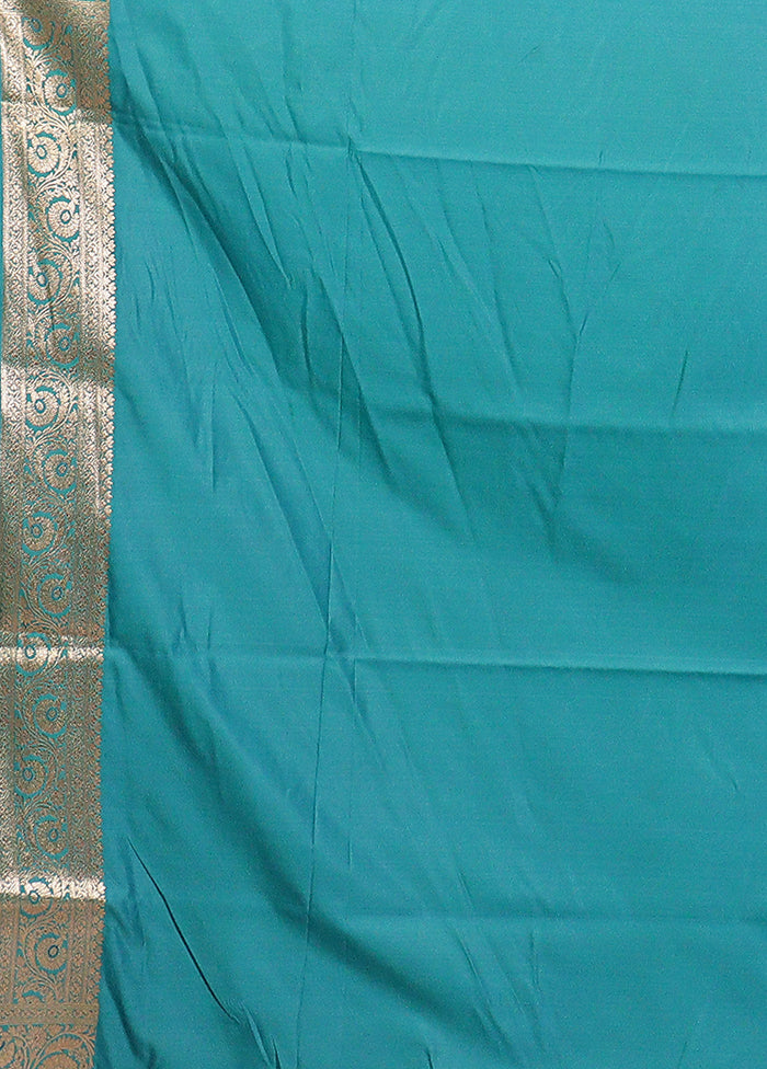 Blue Uppada Silk Saree With Blouse Piece