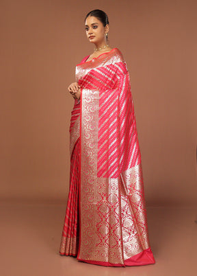 Pink Uppada Silk Saree With Blouse Piece