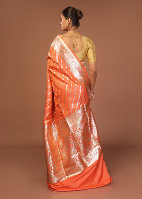 Orange Uppada Silk Saree With Blouse Piece